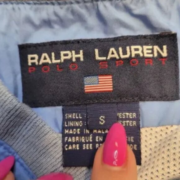 Vintage Polo Sport Ralph Lauren Windbreaker Men’s S Blue Mesh Lined Pullover - Picture 3 of 5